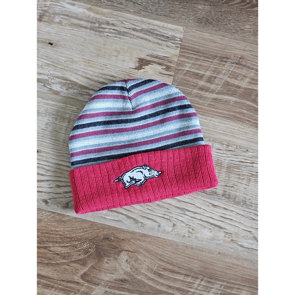 Top of the World Arkansas Razorbacks Beanie Hat Red Striped Cuffed Knit Cap NCAA